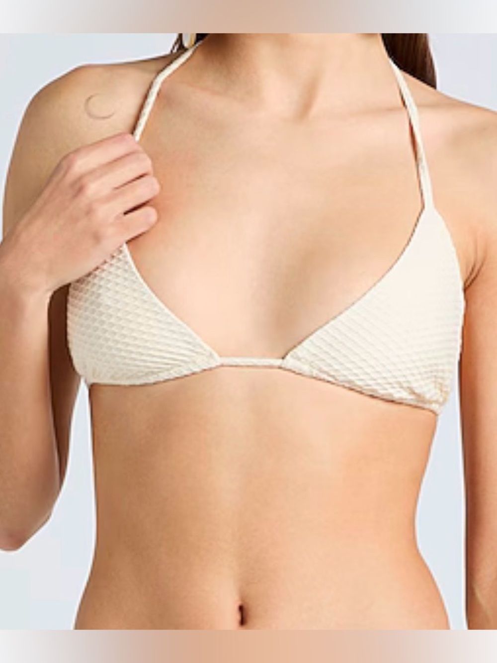 Anine Bing Cream Textured Triangle Bikini (TOP AND BOTTOMS)